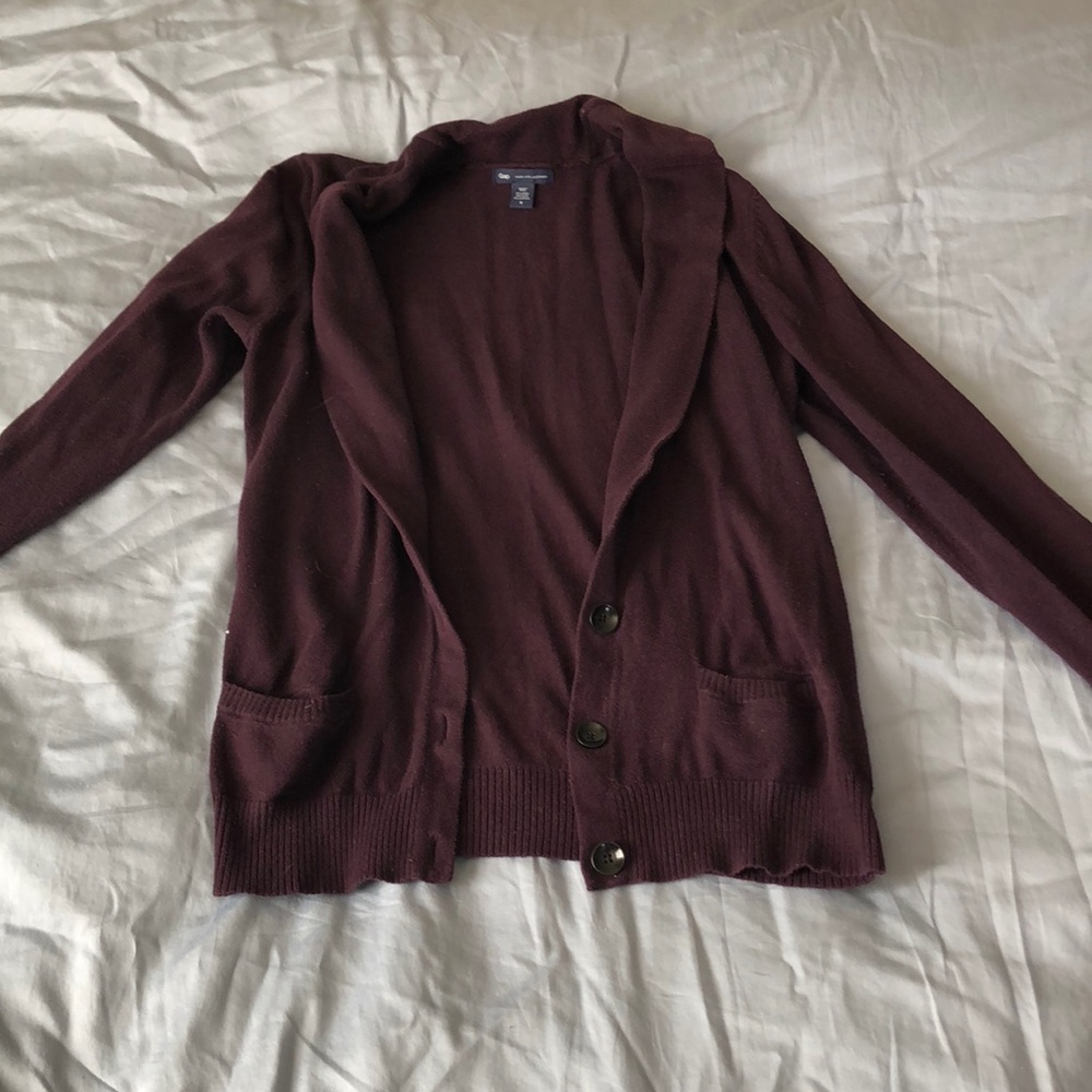 GAP purple half button-up cardigan